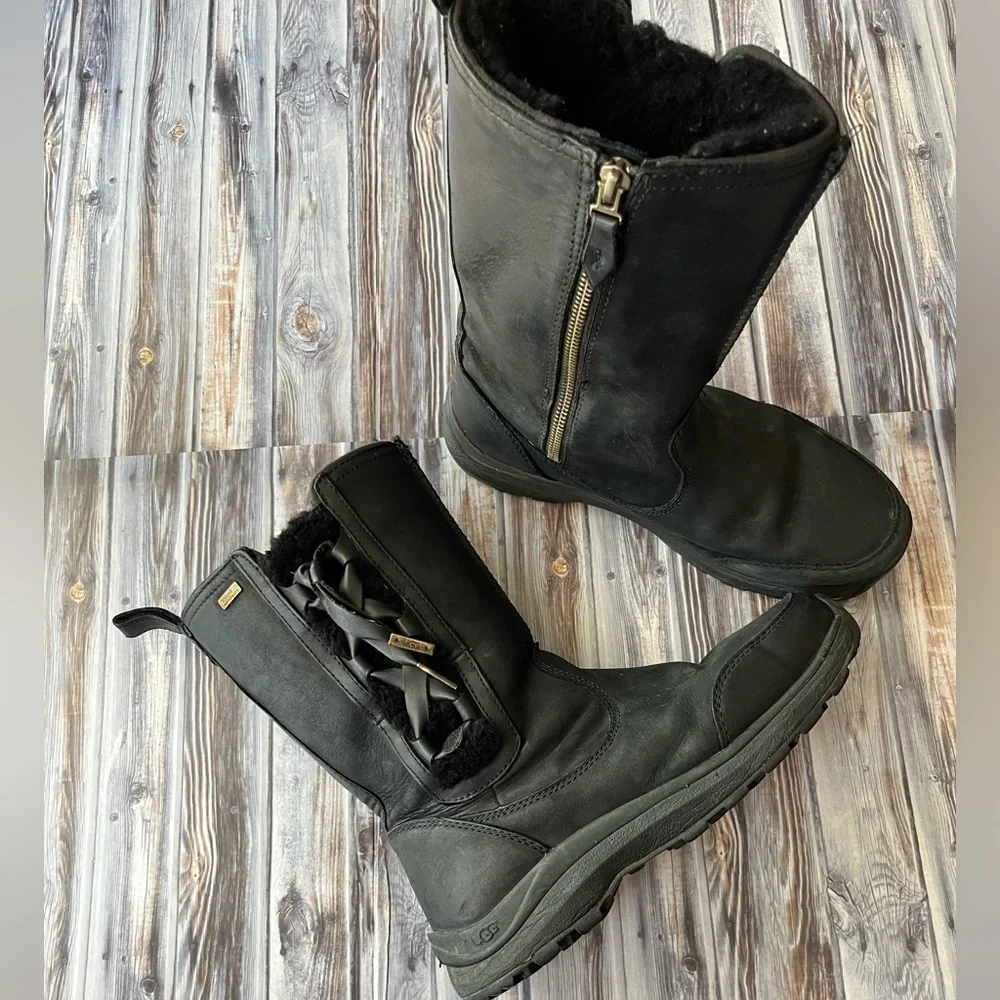 UGG SUVI WATERPROOF WOMEN WINTER BOOTS LEATHER BLACK